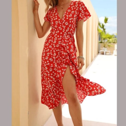 Robe mi-longue Sumer à imprimé floral Pixie