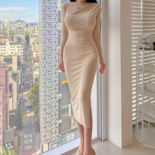 Gracia High Neck Bodycon Midi Dress