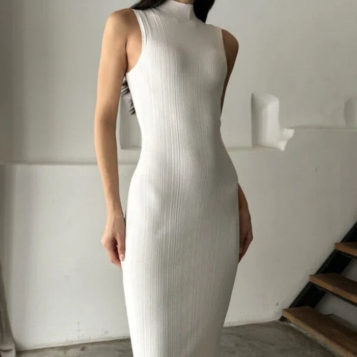 Robe longue moulante en maille Racheal