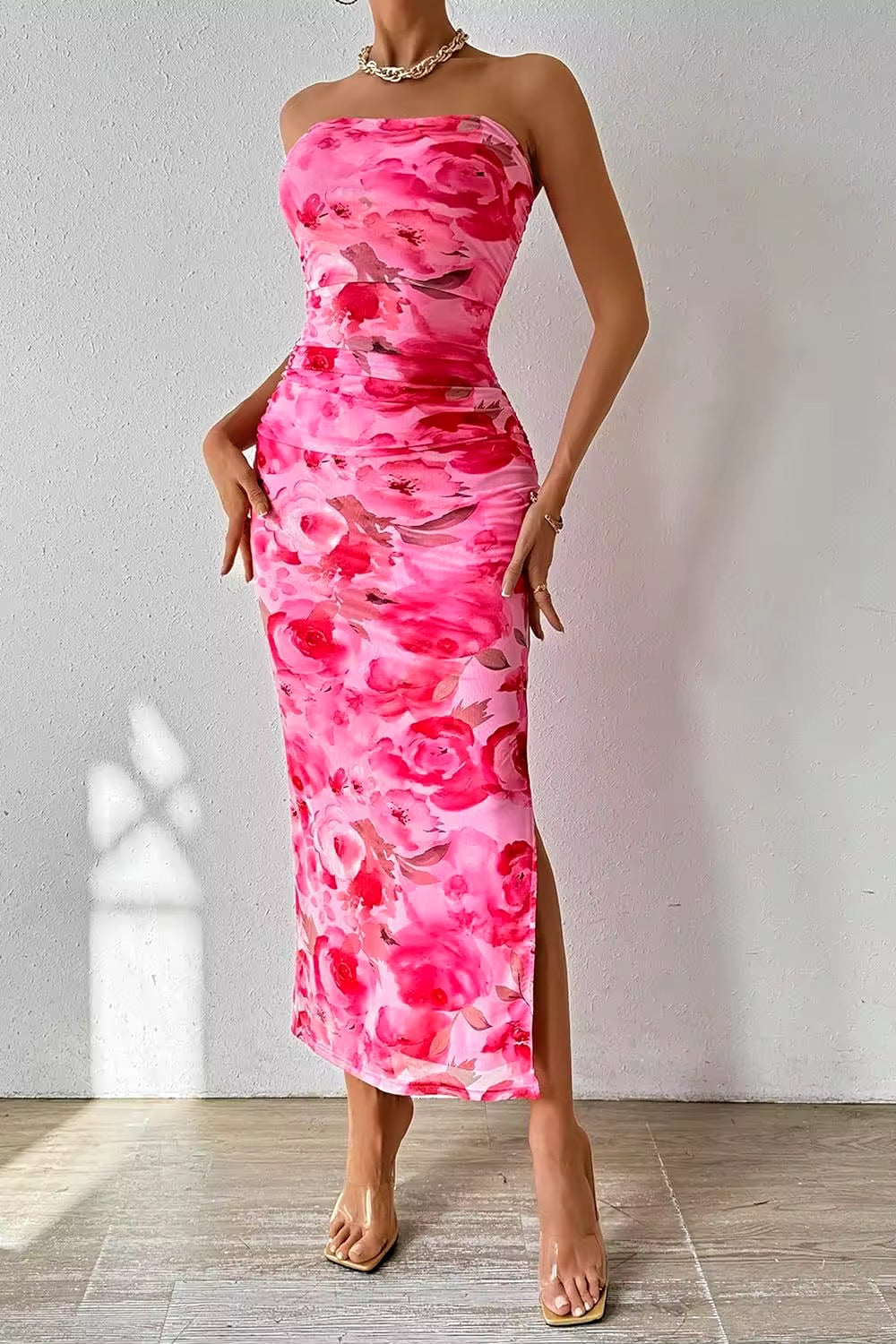 Geanna Floral Print Bodycon Maxi Dress