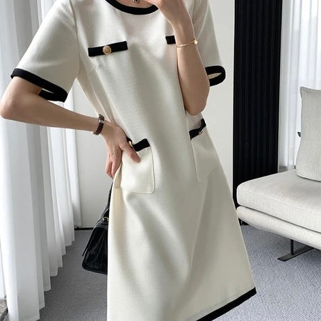 Sophie Classy Soft Knit Monochrome Midi Dress