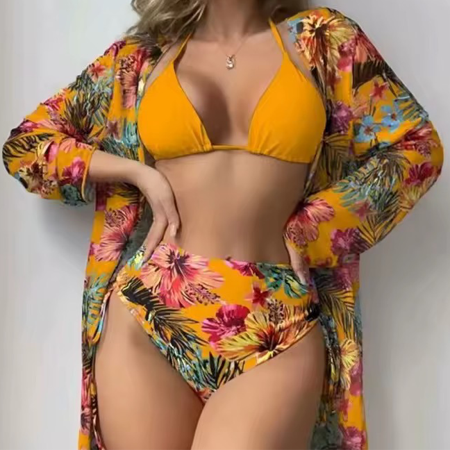 Allegra Printed High Waist Bikini Set & Cover Up