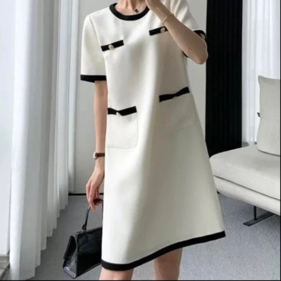 Sophie Classy Soft Knit Monochrome Midi Dress