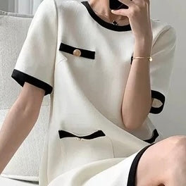 Sophie Classy Soft Knit Monochrome Midi Dress