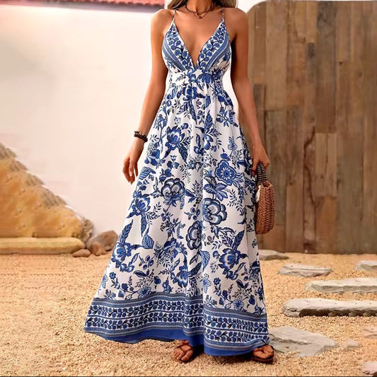 Roma Elegant Printes Maxi Dress