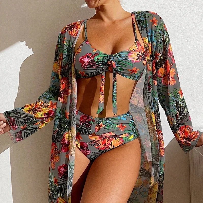 Claire 3 Piece Bikini Set And Cover Up - Maria Palagano