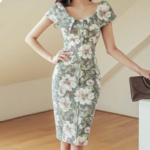 Heidi Printed Bodycon Midi Dress - Maria Palagano