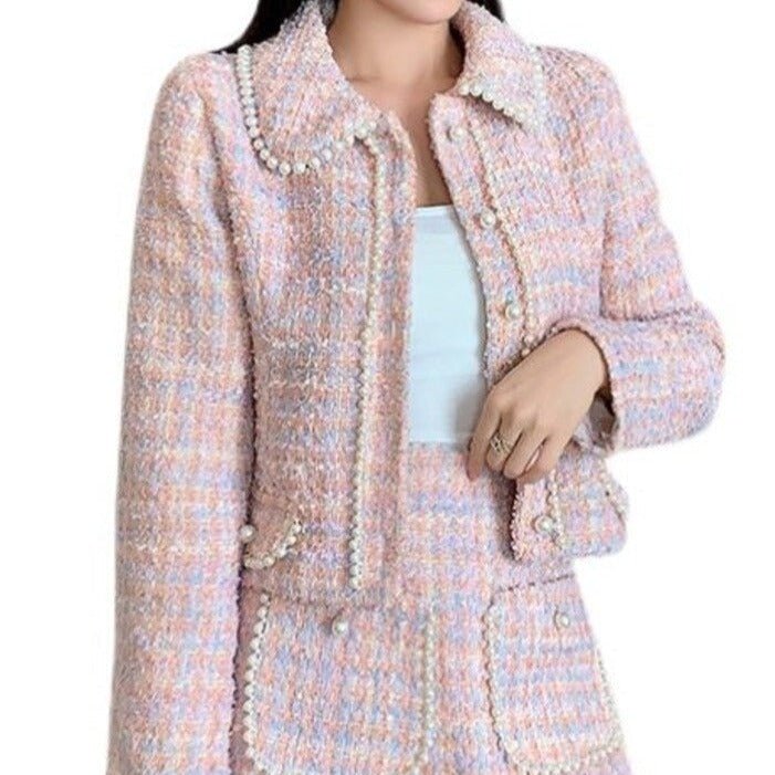 Imelda Elegant Tweed Skirt & Jacket Two Piece Set - Maria Palagano