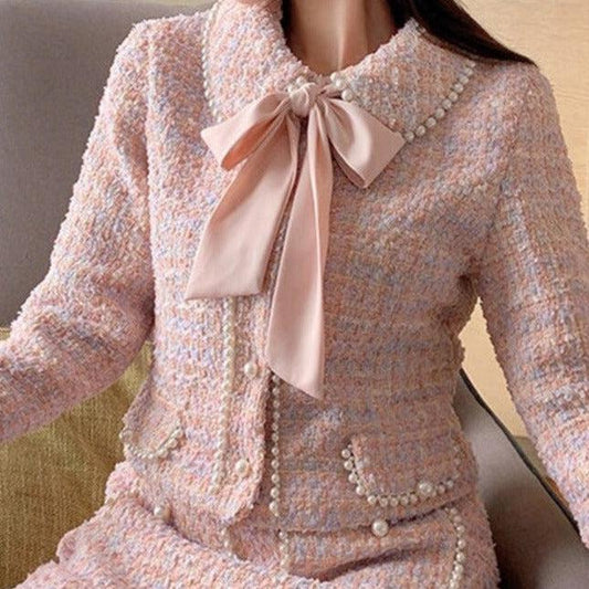 Imelda Elegant Tweed Skirt & Jacket Two Piece Set - Maria Palagano