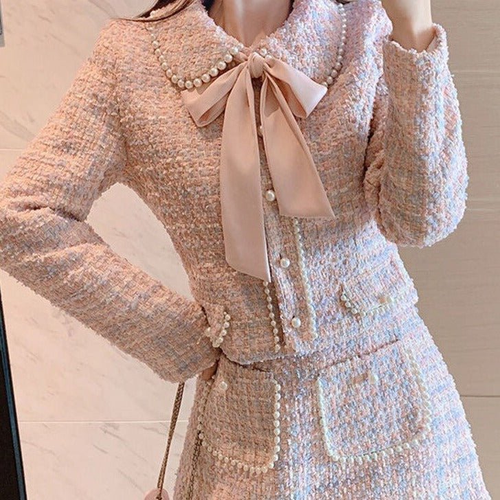 Imelda Elegant Tweed Skirt & Jacket Two Piece Set - Maria Palagano