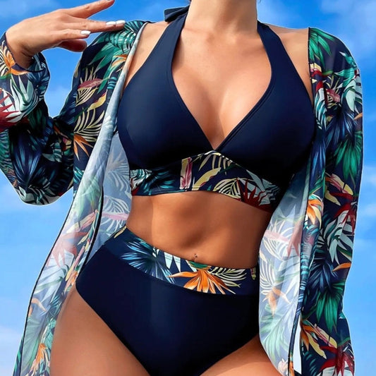 Isabella Printed High Waist Bikini Set And Cover Up - Maria Palagano