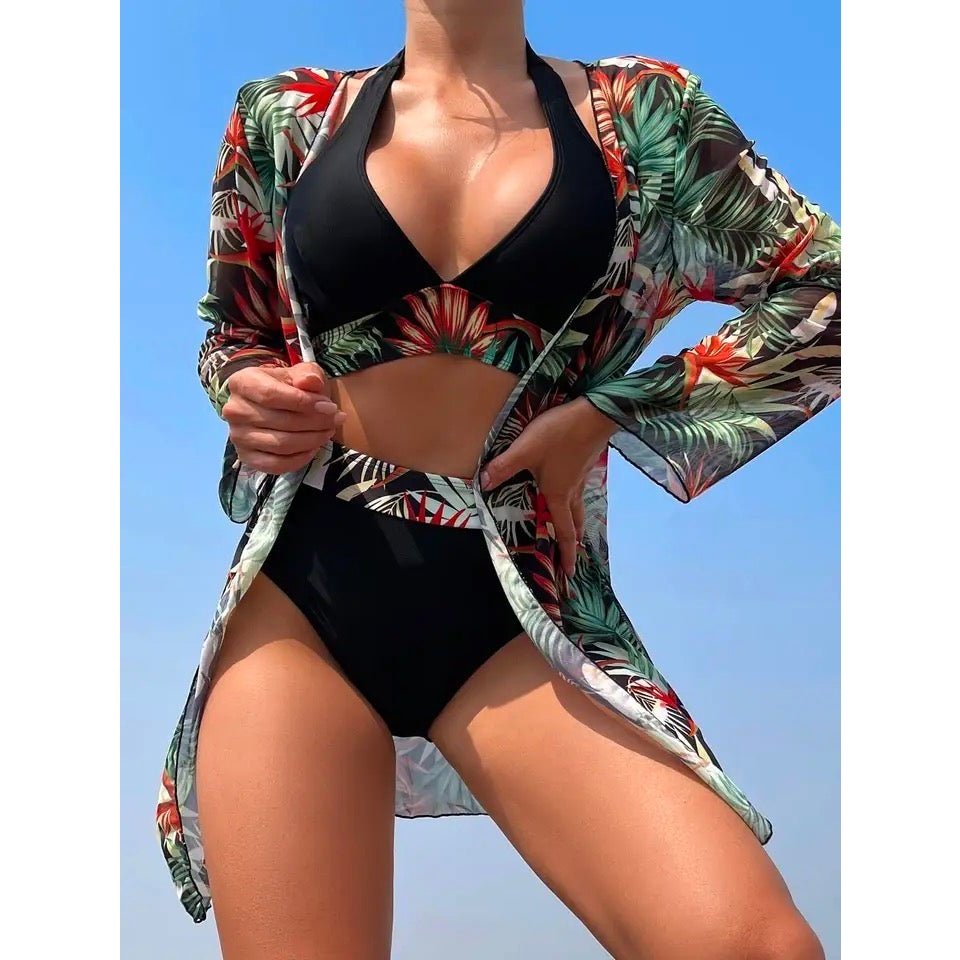 Isabella Printed High Waist Bikini Set And Cover Up - Maria Palagano