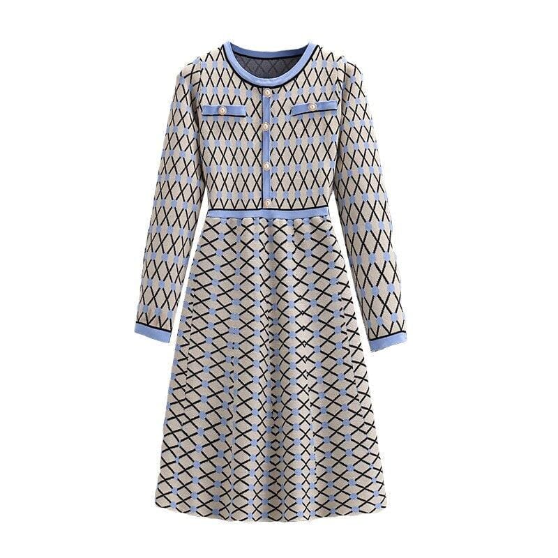 Willow Luxe Print Sweater A Line Knitted Dress - Maria Palagano